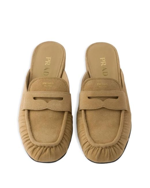 Prada Natural Suede Mules