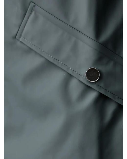 Rains Black Hooded Press-Stud Jacket
