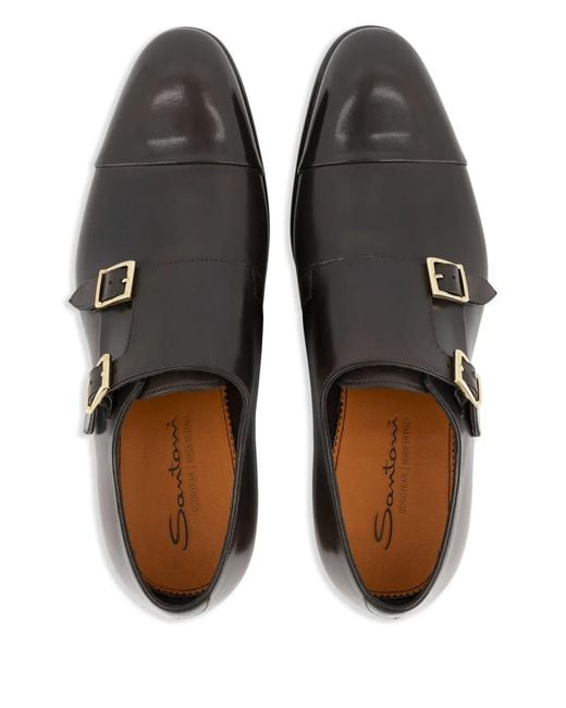 Santoni Gray Monk Strap Shoes for men