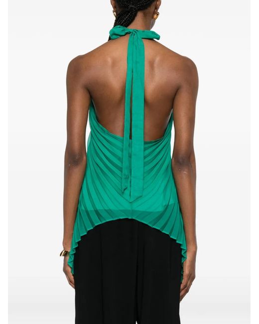 Max Mara Green Mxevalzer Ring Pleated Top