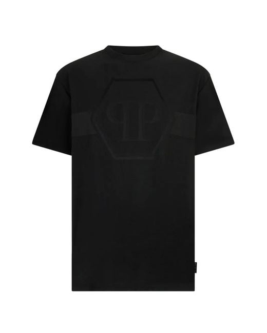 Philipp Plein Black Hexagon Round-Neck T-Shirt for men