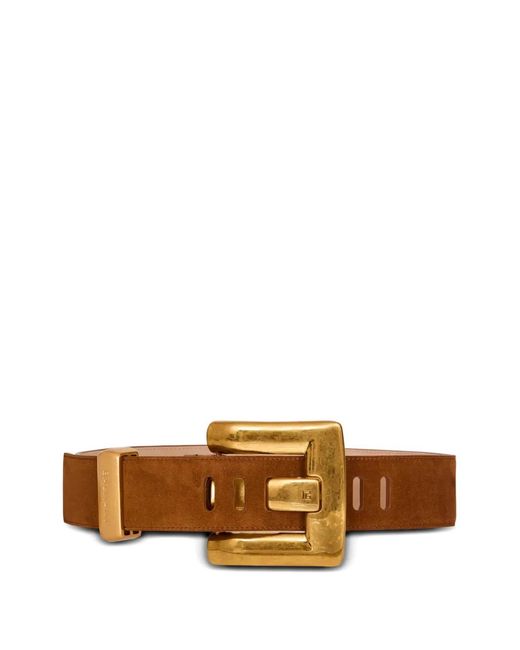 Balmain Brown Anthem Calf Suede Belt
