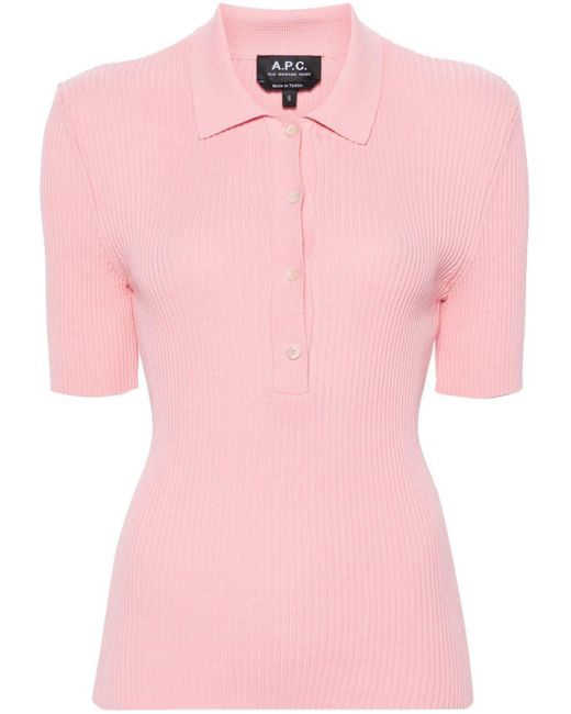 A.P.C. Pink Geripptes Poloshirt