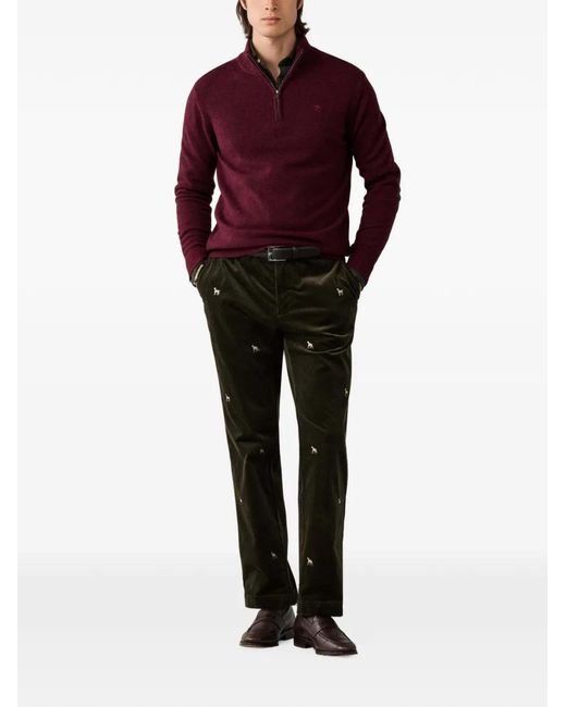 Hackett Red Quarter-Zip Sweater for men