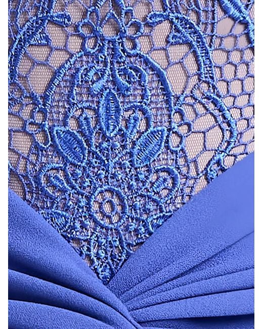 Tadashi Shoji Blue Evelise Lace-Bodice Draped Maxi Dress