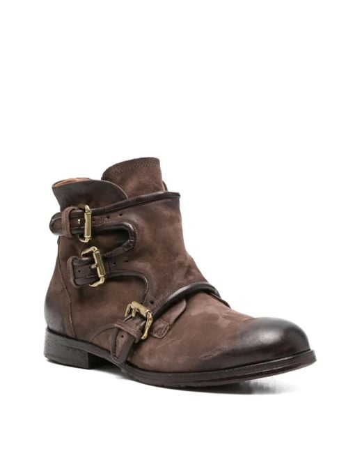 A.s.98 Brown Buckle Leather Boots for men