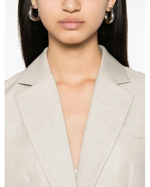 PT Torino White Lidia Single-Breasted Notched-Lapels Blazer