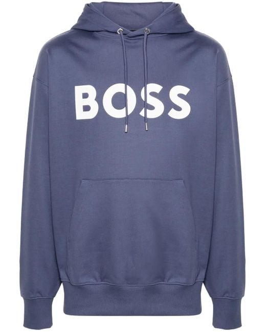 Boss Hoodie Met Logoprint in het Blue voor heren