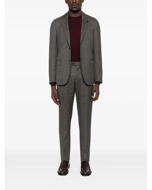 Lardini Gray Herringbone Wool Suit for men