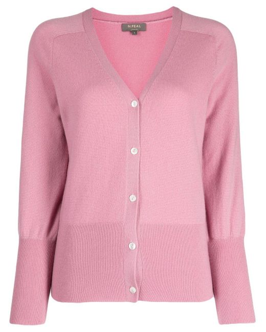 N.Peal Cashmere Pink Fine-knit V-neck Cardigan