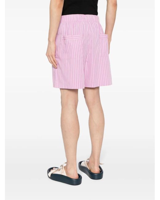 Tekla Pink Striped Cotton Pyjama Shorts for men
