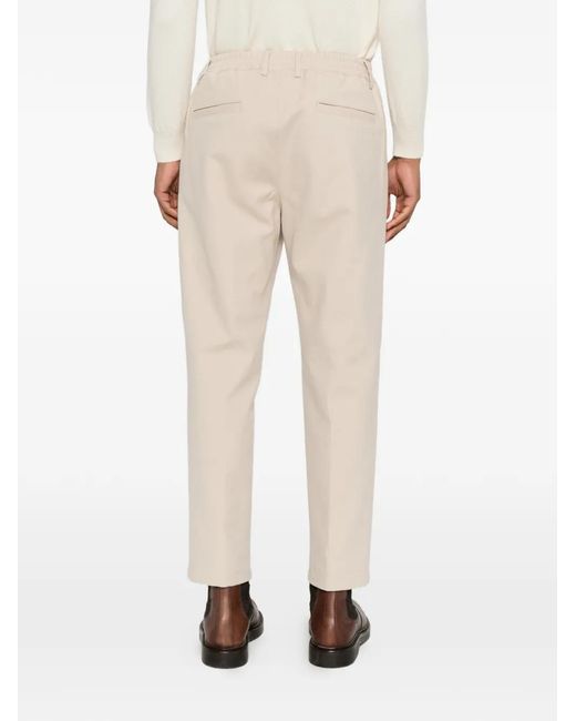 Eleventy Natural Pleated Elasticated-Waistband Trousers for men