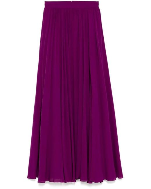 Elie Saab Purple Silk Maxi Skirt
