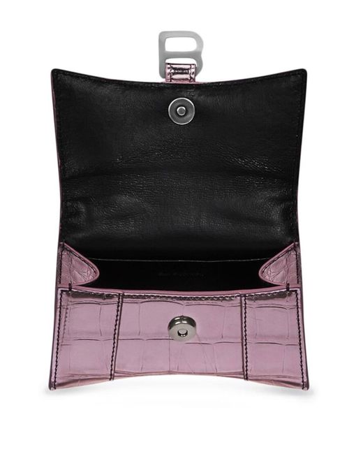 Balenciaga Purple Hourglass Mini Metallic Handbag