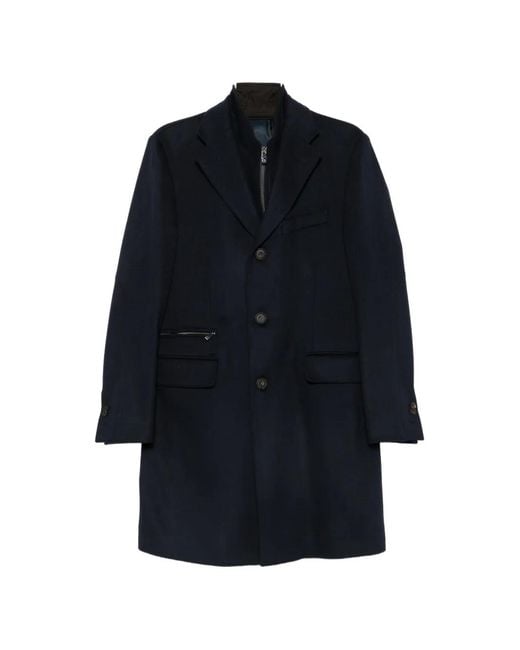 Corneliani Blue Layered Notched-Lapel Coat for men