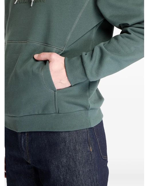 EA7 Green Logo-Print Hoodie for men