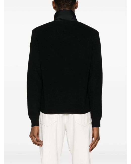 Moncler Black Padded-panel Knitted Jacket for men
