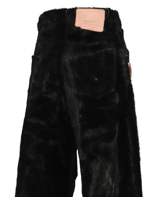 Martine Rose Black Leggenda Faux-Fur Flock Trousers for men