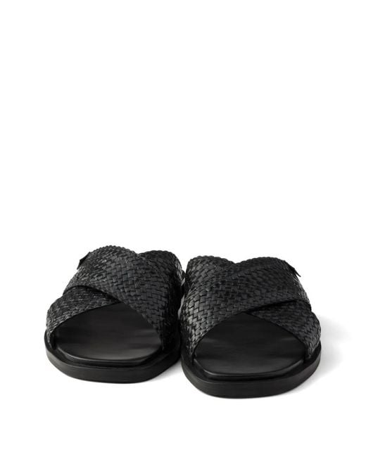 Prada Black Crisscross Slides for men