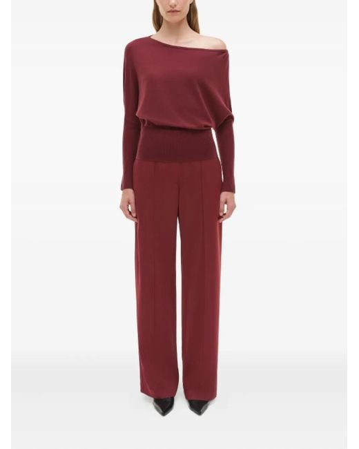 Jonathan Simkhai Red Pressed-Crease Trousers