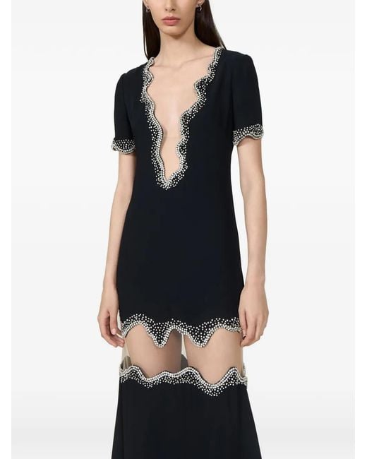 Costarellos Black Amira Crystal-Embellished Gown