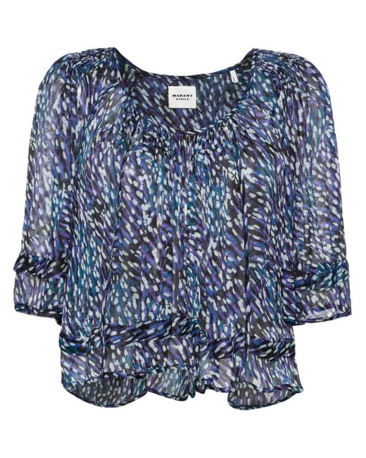 Isabel Marant Blue Roxini Abstract-Print Blouse