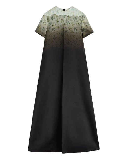 Jil Sander Black Gradient Maxikleid Mit Blumen-Print