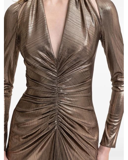 Gemy Maalouf Natural Long-Sleeve V-Neck Maxi Dress