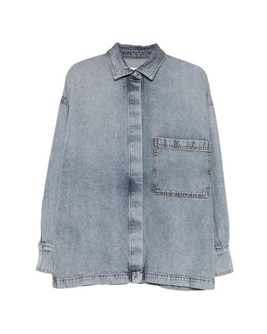 DARKPARK Blue Jenny Front-Pocket Button-Down Shirt