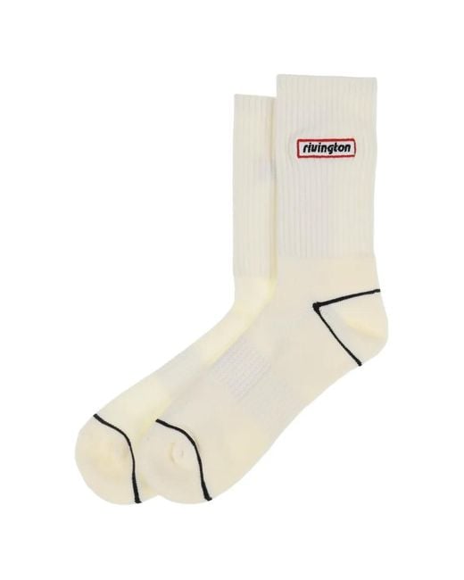 RRR123 Natural Logo-Patch Ribbed-Knit Socks for men