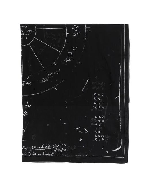 Rick Owens Black Printed Cotton Scarf