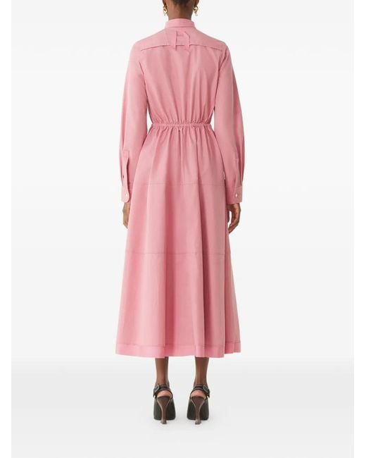 Lanvin Pink Long-Sleeve Button Midi Dress
