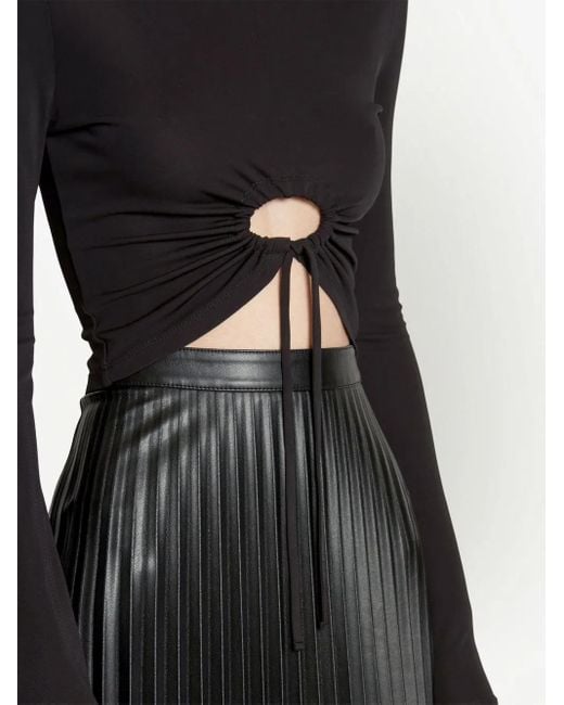 Proenza Schouler Black Cropped Cut-Out Drawstring Top