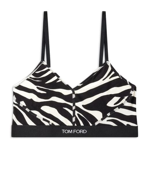 Tom Ford Black Optical Zebra Print Modal Signature Bralette