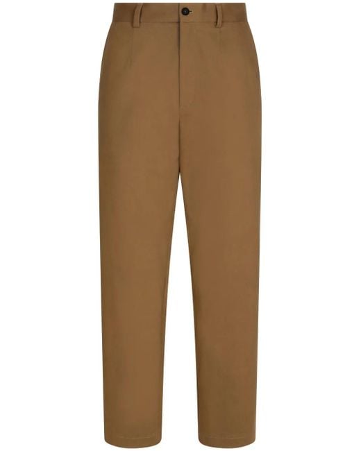 Dolce & Gabbana Natural Straight-Leg Cotton Trousers for men
