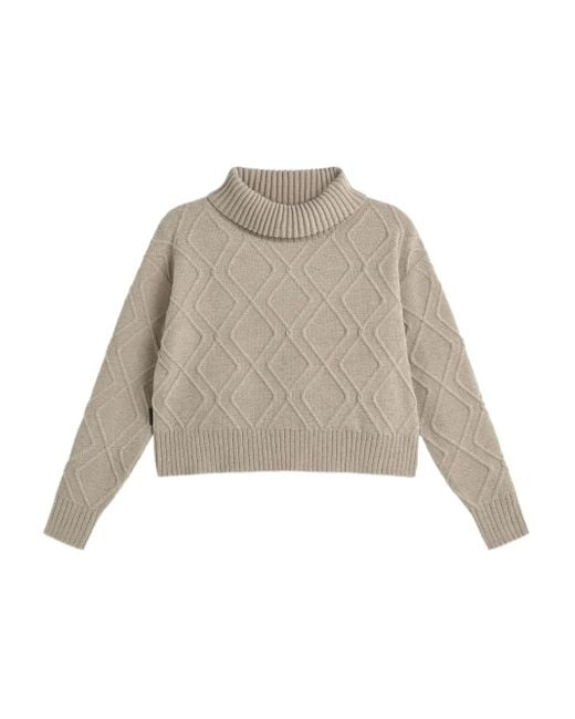 Rrd Natural Diamond-Pattern Turtleneck Sweater
