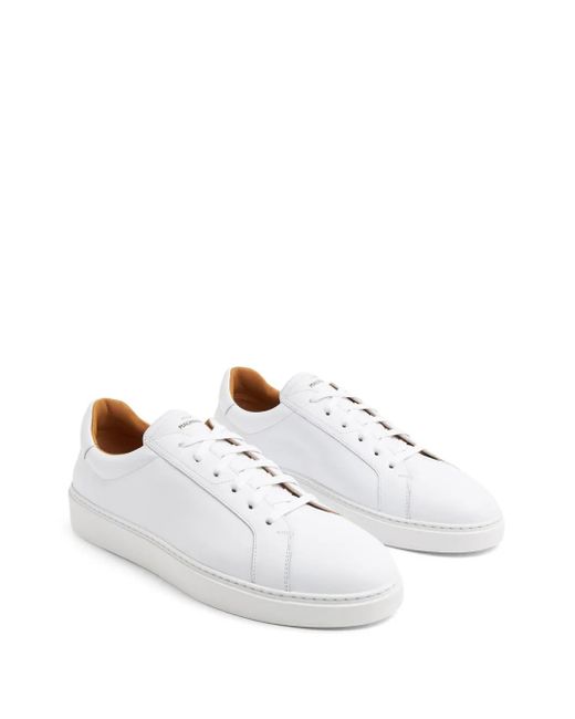 Magnanni Shoes White Leather Low-Top Sneakers for men