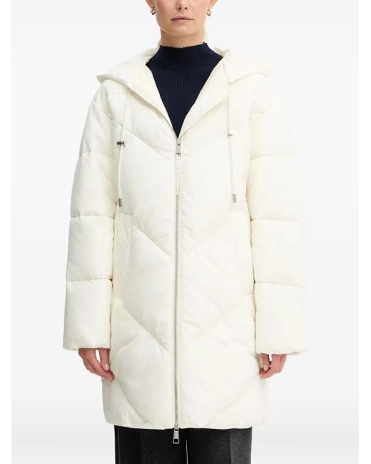 Boss White Hooded Zip Puffer Jacket