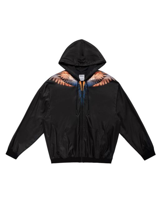 Marcelo Burlon Black Icon Wings-print Hooded Jacket for men