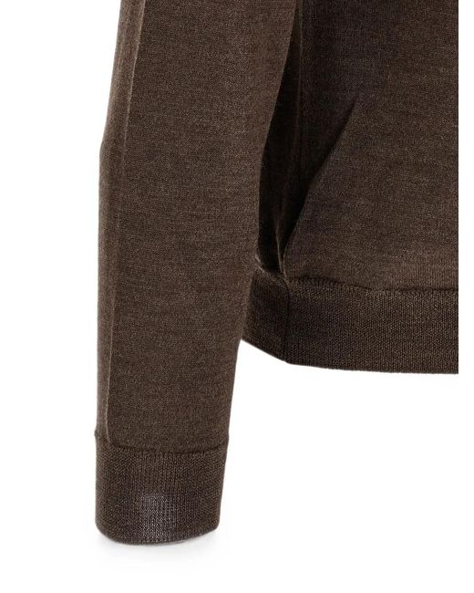 Zanone Brown High-Neck Ribbed-Trim Sweater for men