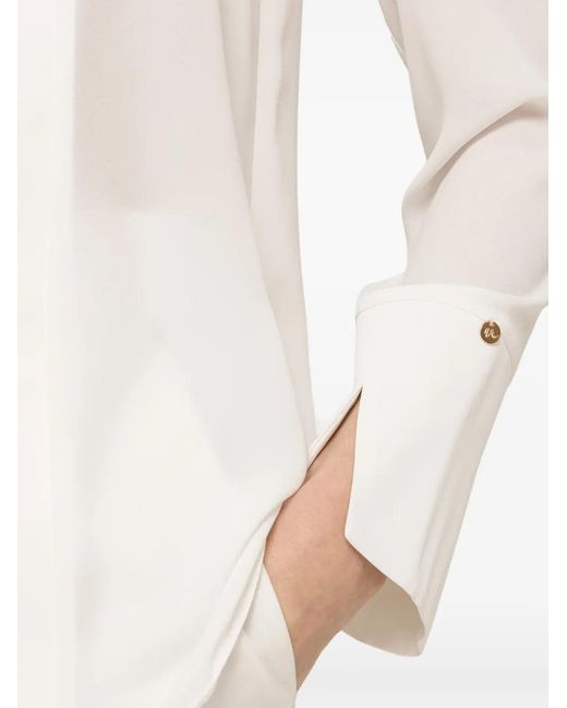 Nissa White V-Neck Chiffon Top
