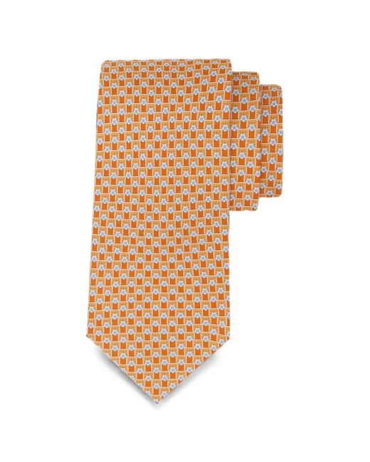 Ferragamo White Tournament-Print Silk Tie for men