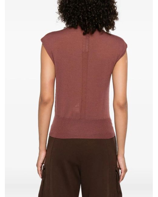Top de canalé con cuello alto Rick Owens de color Red