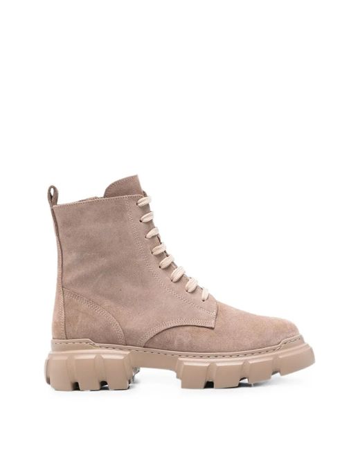 SERGIO MORETTI FIRENZE Natural Lace-Up Combat Boots