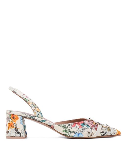 Malone Souliers White Floral-Print Pumps