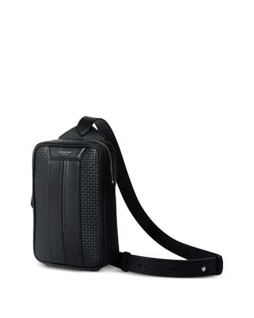Borsa Messenger Con Logo di Serapian in Black da Uomo