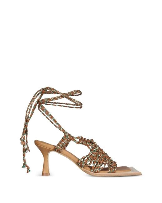 Miista White Braided Wraparound Sandals
