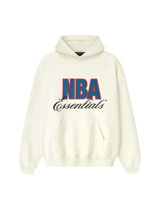 Fear Of God White Logo-Print Cotton Hoodie for men