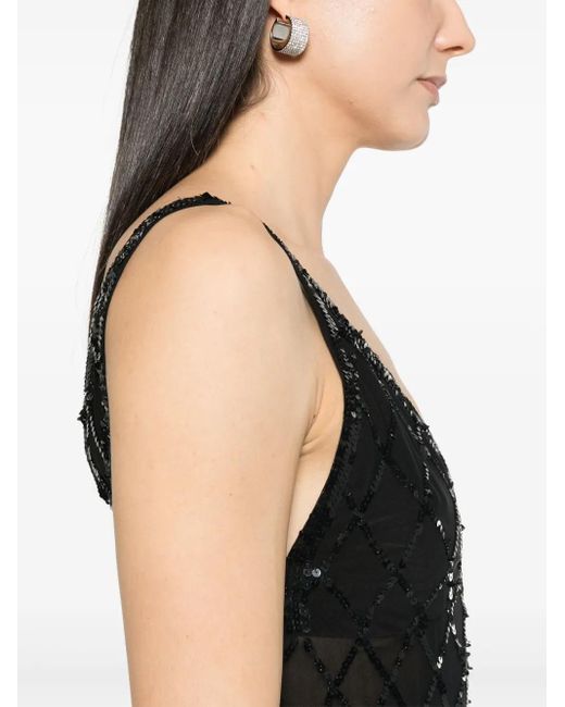 P.A.R.O.S.H. Black Semi-Sheer Maxi Dress