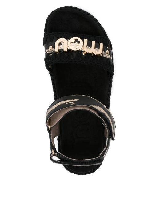 Mou Black Logo-Plaque Suede Sandals